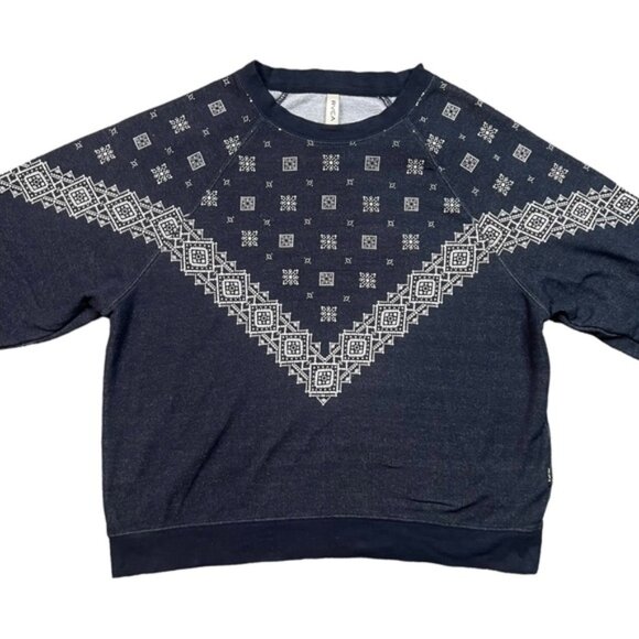 RVCA Navy Blue Defrost Bandana Print Pullover Crewneck Sweatshirt Size Small - Picture 3 of 5